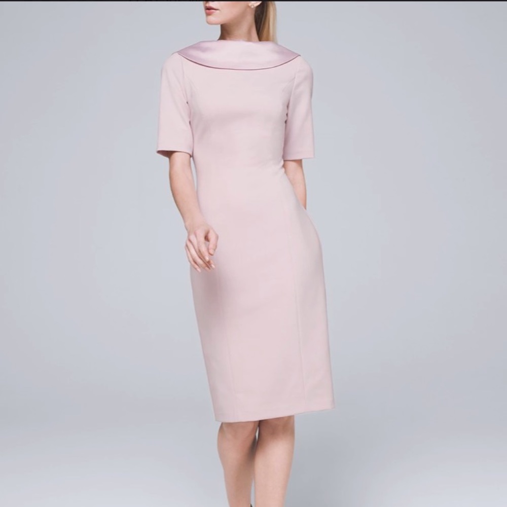 NWT WHBM Satin-Collar Pink Sheath Dress in 2P in perfect condition!